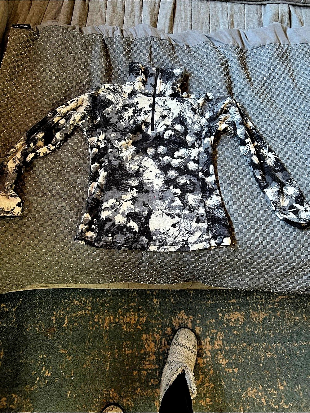 Columbia Abstract Print fleece zip Up Top in Black & White